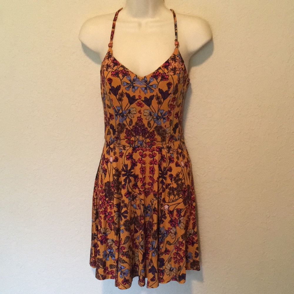 Mustard Floral Sundress with Adjustable Straps
